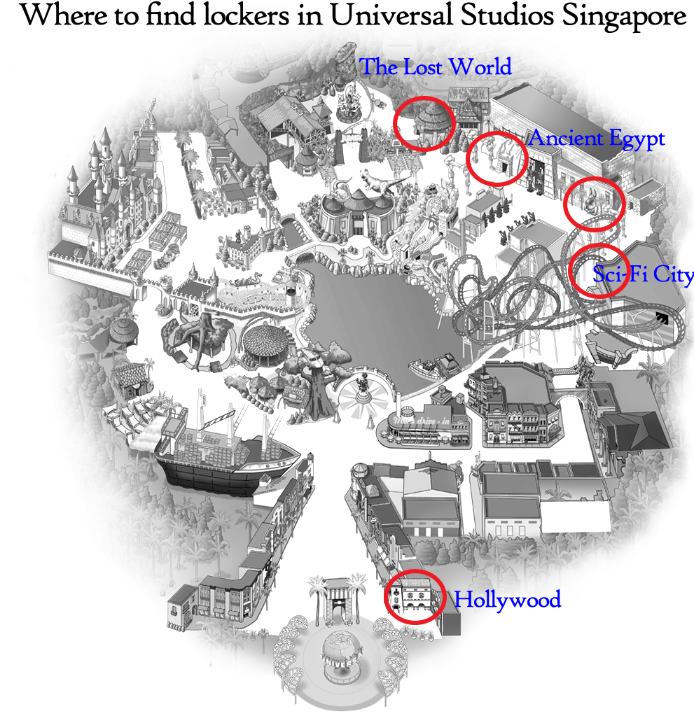 Lockers In Universal Studios Singapore - Universal Studios Singapore (990x1049), Png Download