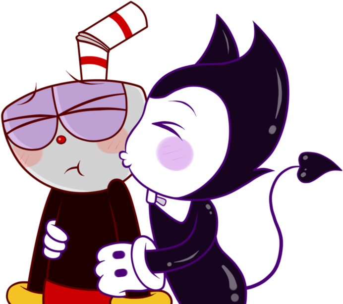 Cheek Kiss Bendystraw Commission By Uketello On - Drawing (987x810), Png Download