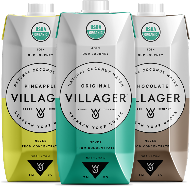 Villager Goods Is Proud To Announce The Launch Of Their - Original Villager Coconut Water (759x747), Png Download