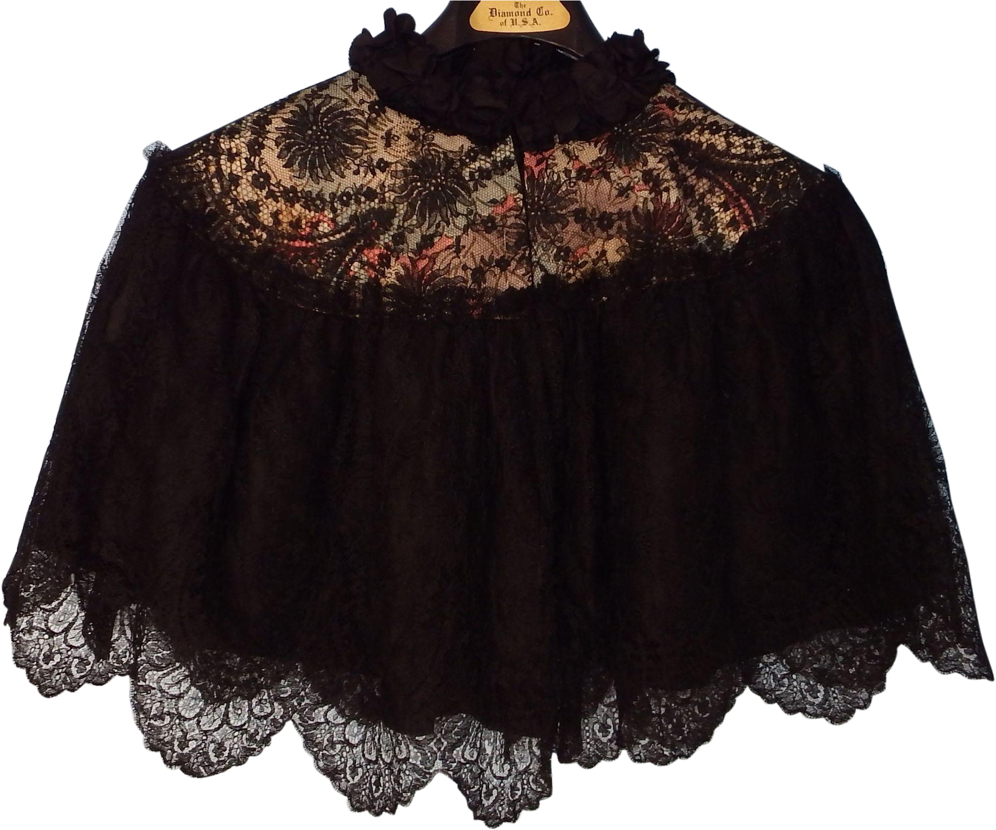 Antique Black Silk Ruffle Neck And Lace Over A Silk - Ruffle (1969x1969), Png Download