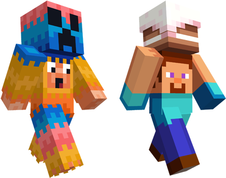 Cosplayers, Cake And Dinner Dress - Minecraft Minecon Earth Skin Pack (748x421), Png Download