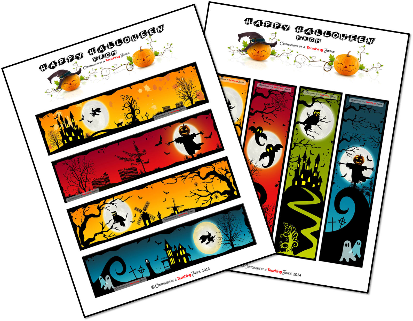 On A Fun Note, Here Are Some Halloween Bookmarks For - Teacher (1600x1242), Png Download