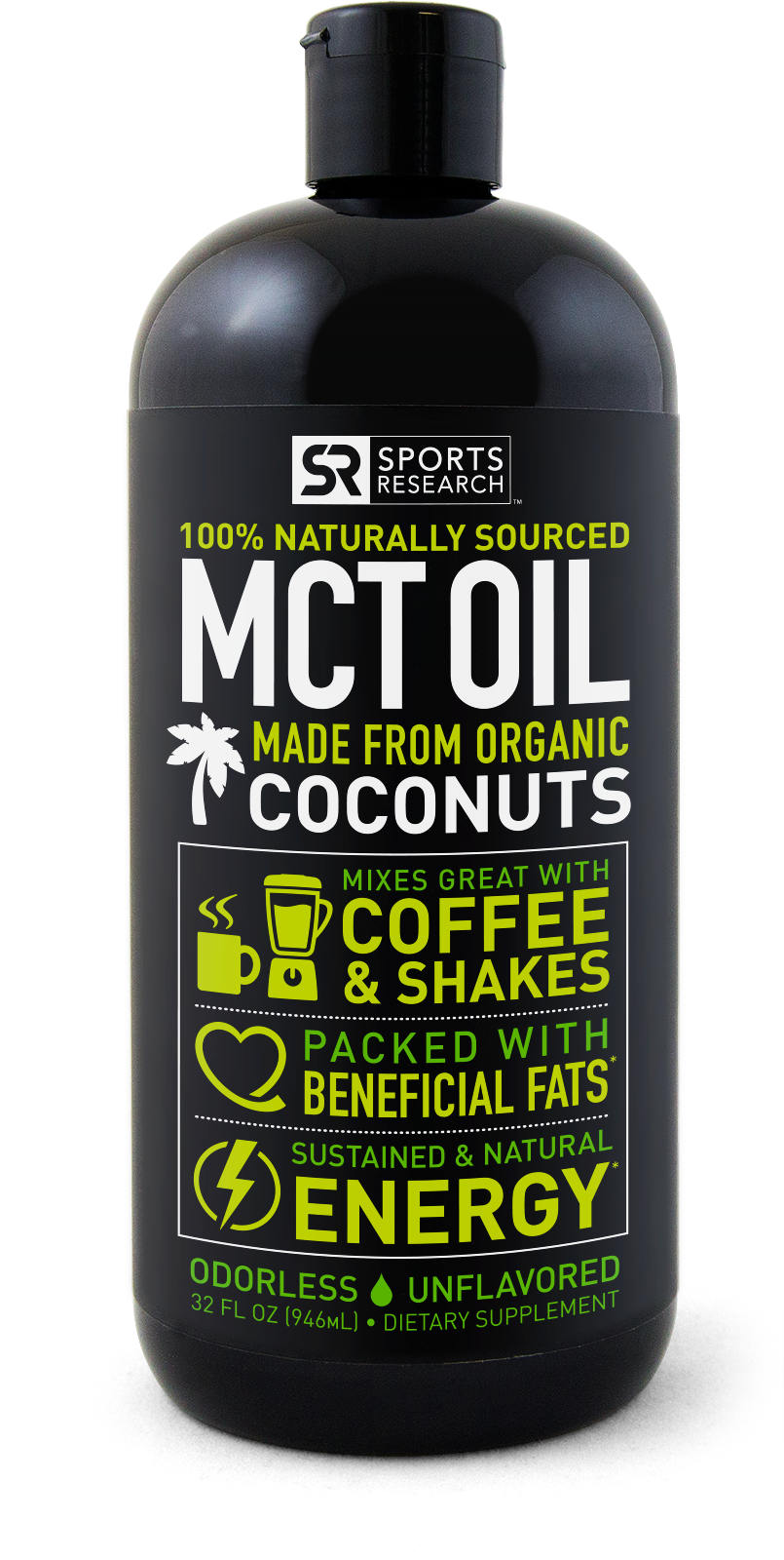 Sports Research Liquid Softgel Supplements That Have - Premium Mct Oil Derived Only From Coconut Oil (1600x1600), Png Download
