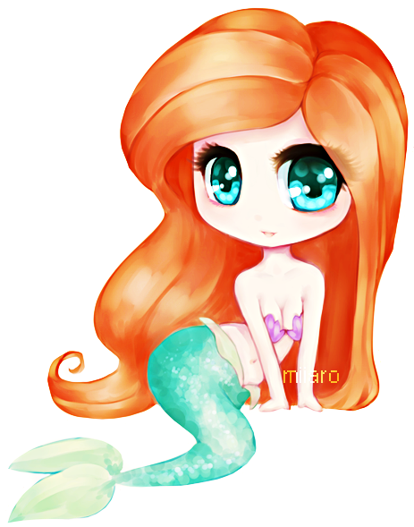 Personnages De Walt Disney Fond D'écran Titled Walt - La Sirenita Ariel Chibi (480x600), Png Download