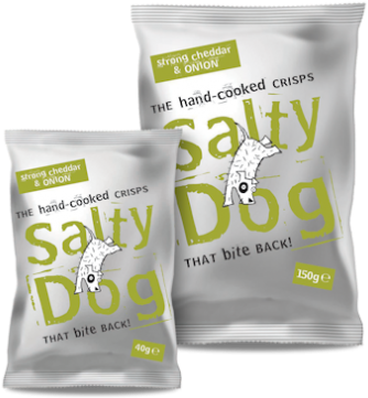 Strong Cheddar & Onion - Salty Dog Crisps (376x376), Png Download