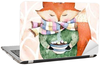 Fox And Bird In Watercolor - Winston Porter Belby Cute Fox And Bird Shower Curtain (400x400), Png Download