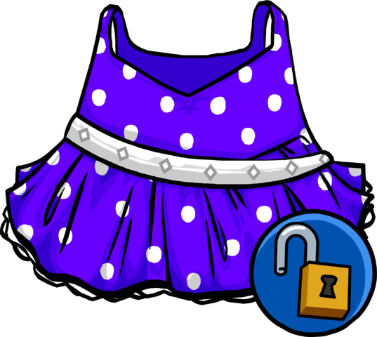 Purple Polka-dot Dress Icon - Club Penguin Purple Polka Dot Dress (537x480), Png Download