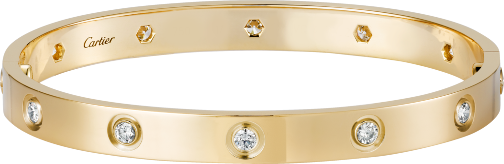 Love Bracelet, 10 Diamondsyellow Gold, Diamonds - Bracelet Cartier (1024x334), Png Download
