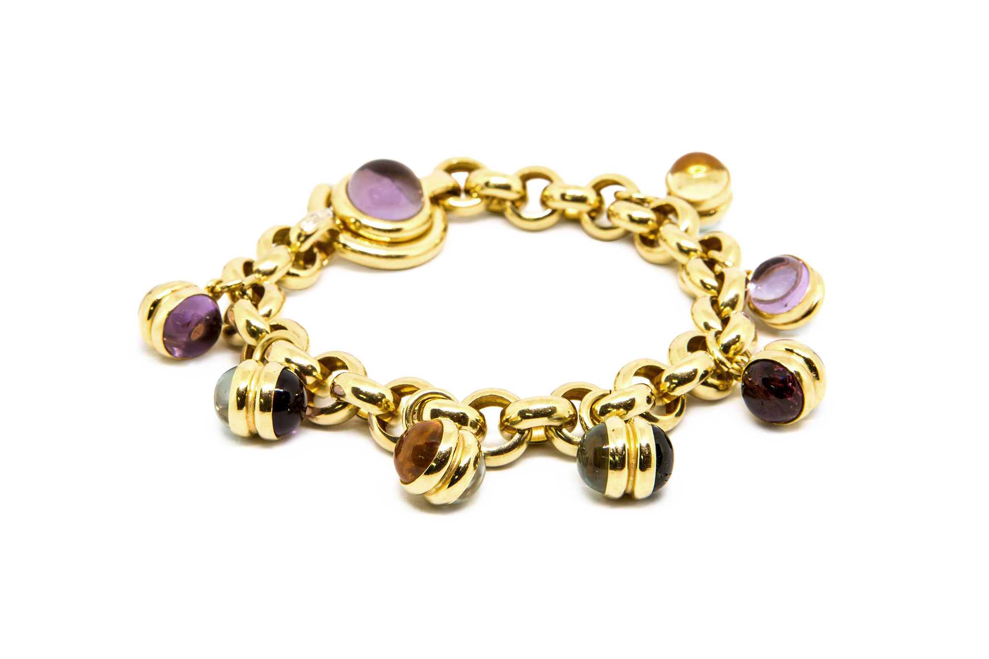 Multi Colors Stones & Gold Bracelet - Bracelet (2000x1333), Png Download