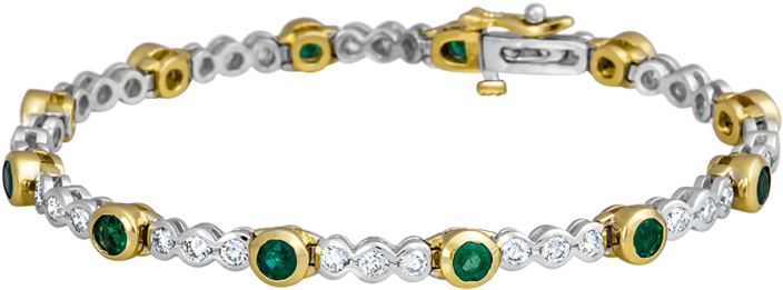 14k 2 Tons Gold Bracelet - Bracelet (500x500), Png Download