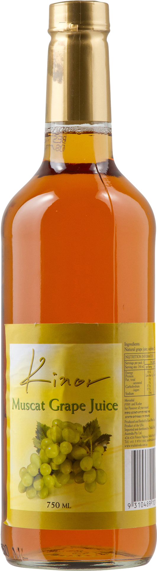 Kinor Grape Juice Natural Muscat - Kinor Drinks Grape Juice Natural Muscat 750ml (1600x2000), Png Download