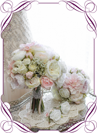 An Elegant And Romantic Silk Artificial Wedding Bridal - Flower Bouquet (340x460), Png Download