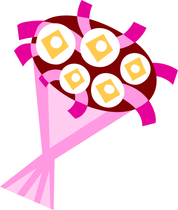 Vector Illustration Of Wedding Flower Bouquet (596x700), Png Download