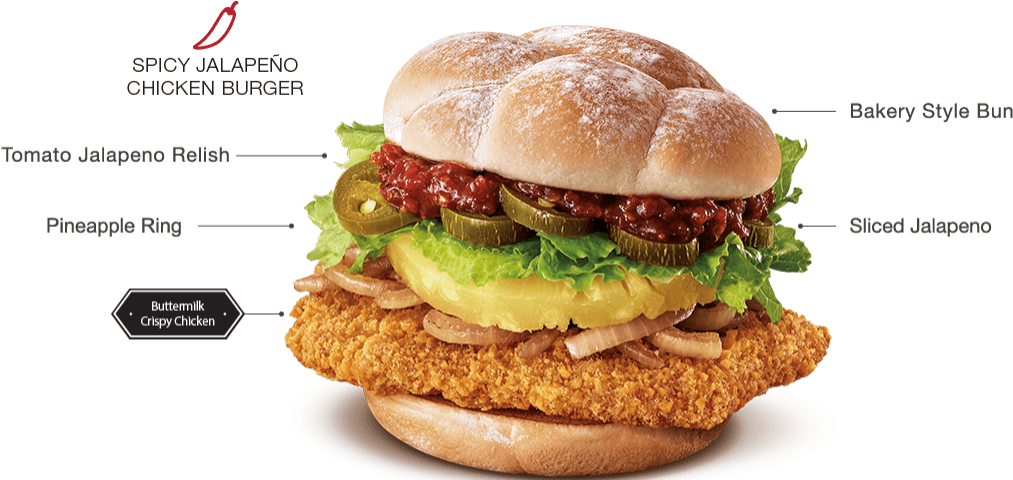 Spicy Jalapeno Chicken Burger Potato Grid (脆薯格) - Spicy Jalapeno Chicken Burger (1038x483), Png Download