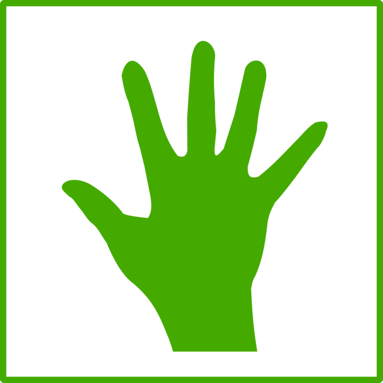 Computer Icons Hand Symbol Green Circle - Green Hand Clipart (750x750), Png Download
