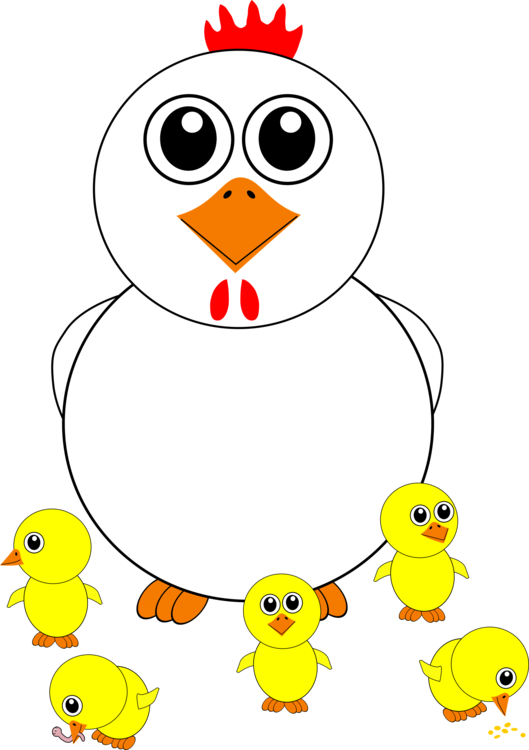 Chicken And Chicks Kifaranga Drawing Hen - Cartoon Chicken With Chicks (529x750), Png Download