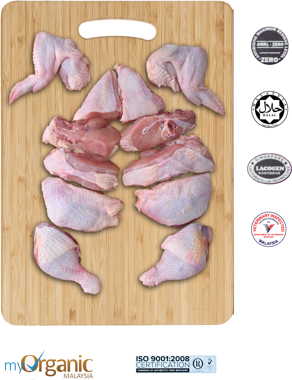 Keesong Lacto Whole Chicken (organic & Halal) - Wilko Chopping Board Bamboo Large (1600x1600), Png Download
