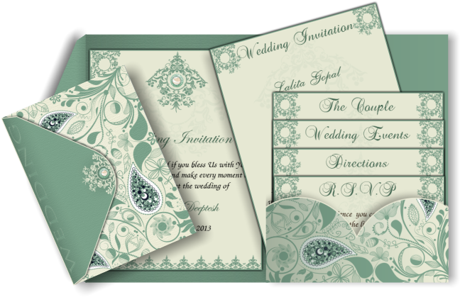 Pocket Style Indian Wedding Invitation Card Design - Multi Card Wedding Invitation (670x447), Png Download