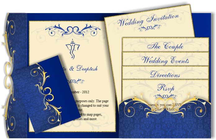 Pocket - Wedding Designs Gold And Blue (708x467), Png Download