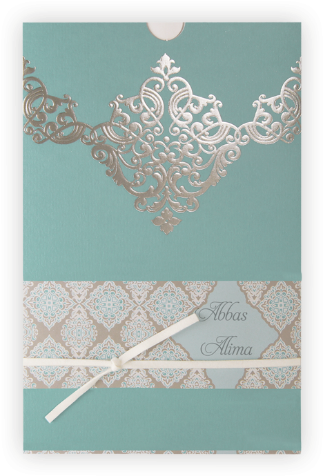 Muslim & Indian Wedding Invitation - Turquoise Silver And White Wedding Invitations (800x800), Png Download