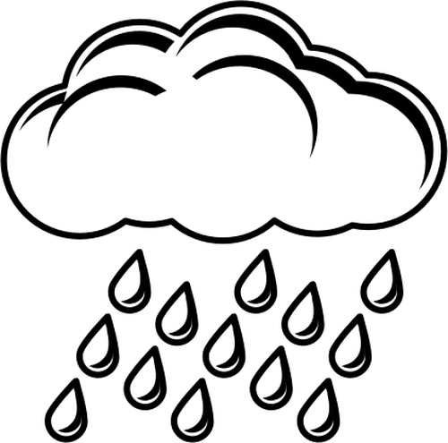 Download Clip Art Of Black And White Rainy Day Sign Rain Cloud