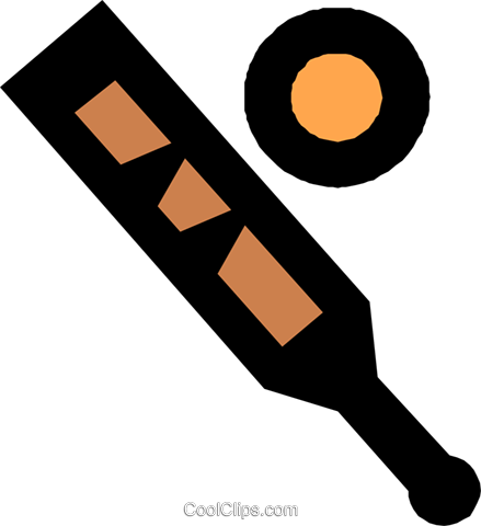 Cricket Bat With Ball Royalty Free Vector Clip Art - Clip Art (439x480), Png Download