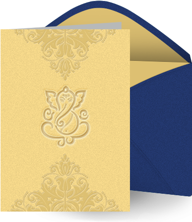 Creative Blue Design Wedding Card - Motif (403x448), Png Download