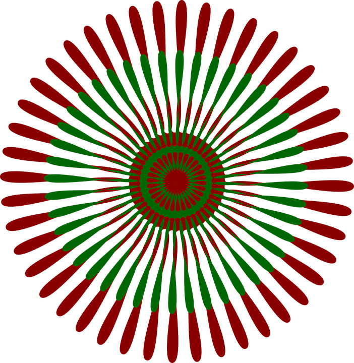 Circle Pattern Cliparts - Red And Green Flower (702x720), Png Download