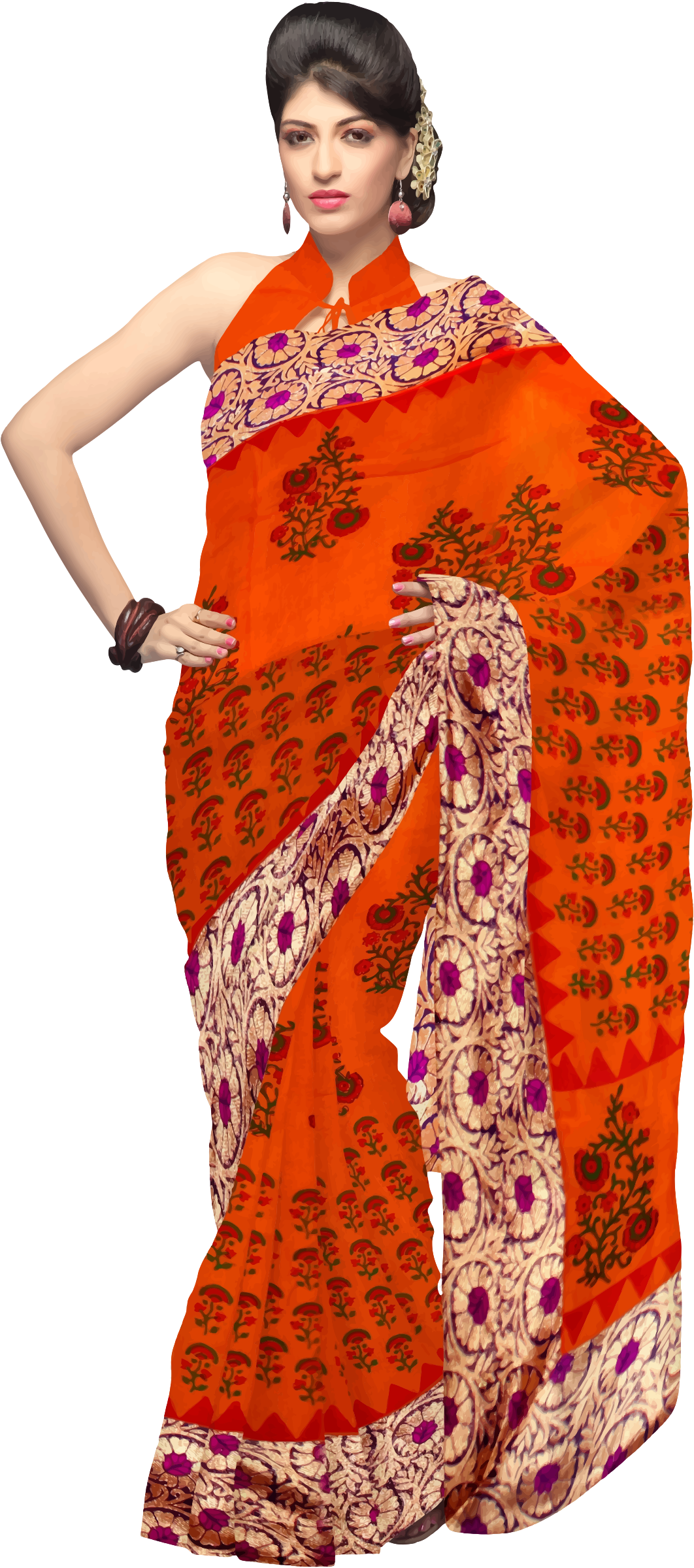 This Free Icons Png Design Of Woman In Saree 2 (1062x2400), Png Download
