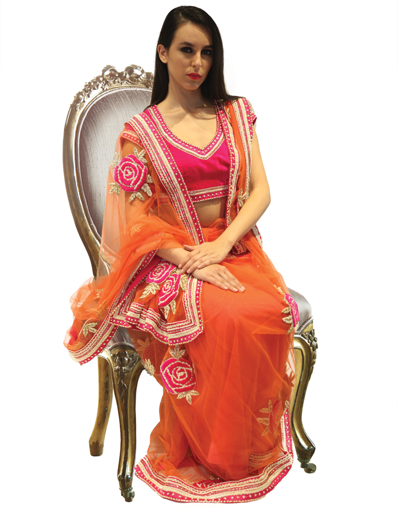 Clip Freeuse Stock Transparent Saree Orange - Saree Images In Png (1000x1000), Png Download