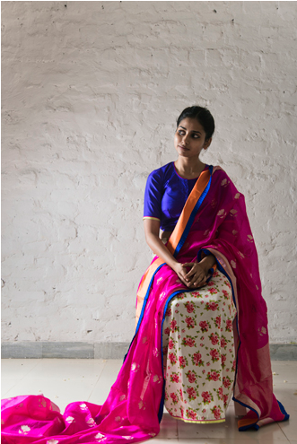 Nanki Saree Worn With Chameli Petticoat - Raw Mango Saree Latest (600x494), Png Download