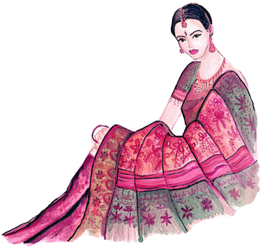 Png Library Mirra Home Stay Kolkata If You Are - Girl In Saree Drawing (400x374), Png Download