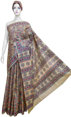Handwoven And Hand Block Printed Tussar Silk Blended - Tussar Silk (320x377), Png Download