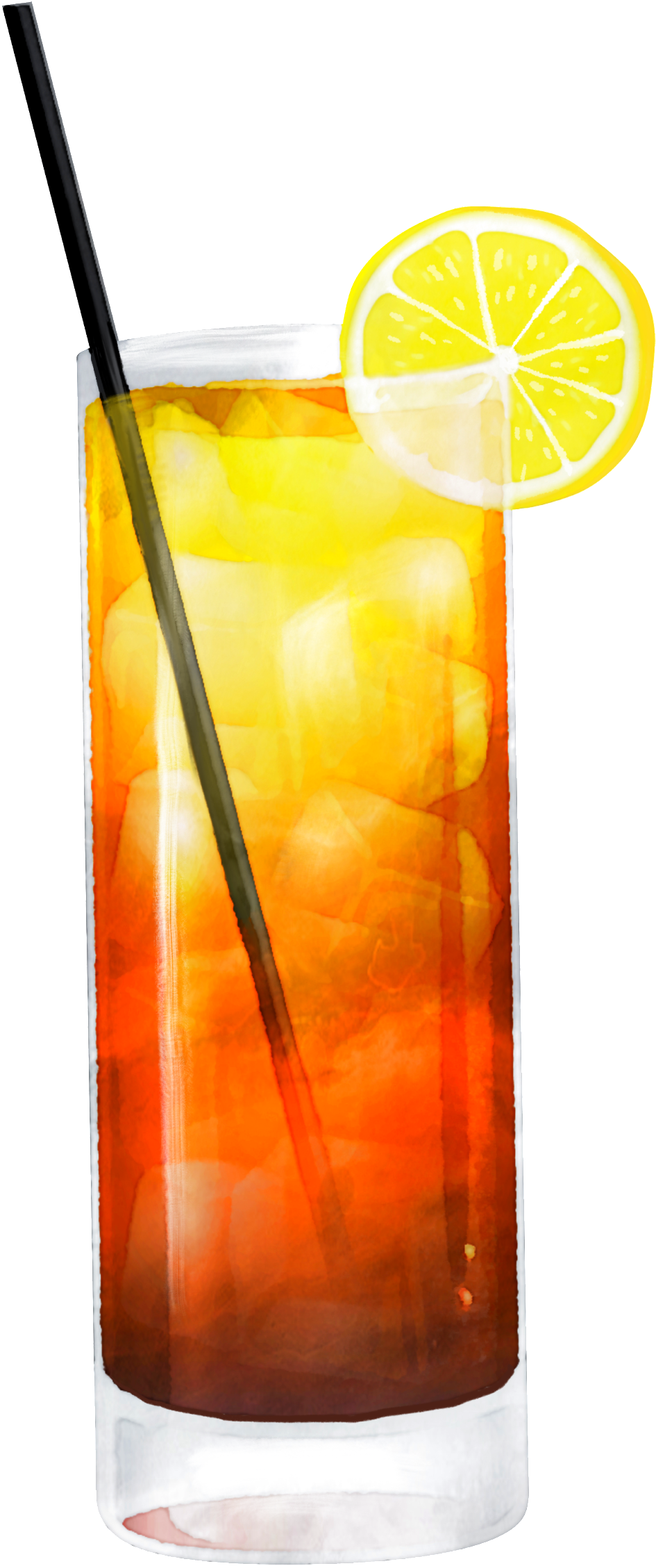Hand Painted Iced Lemon Tea Png Transparent - Long Island Iced Tea (1024x2329), Png Download