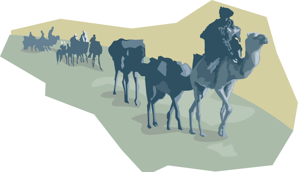 Vector Illustration Of Beast Of Burden Camel Dromedary - Nomads Clipart (1210x700), Png Download