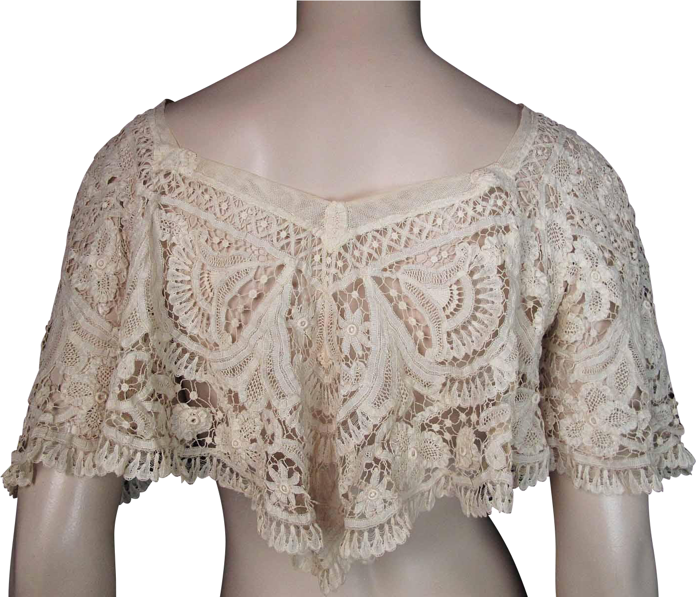 Antique Victorian Lace Canezou Jacket - Crochet (1399x1399), Png Download