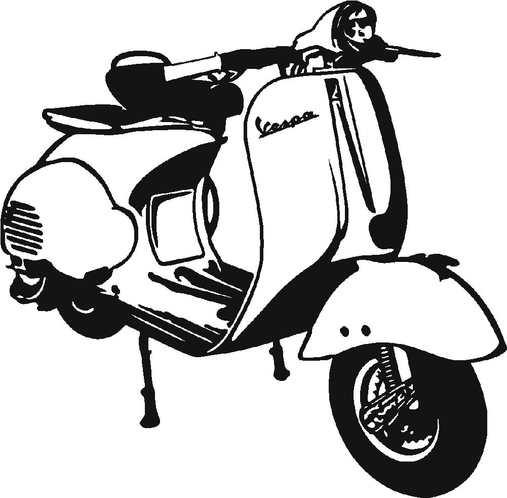 Stickers Vintage Art Stick Wall Sticker Customization - Vespa Black And White Png (1000x1000), Png Download
