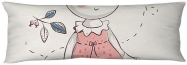 Cute Little Bear Girl In Dress Cartoon Hand Drawn Vector - Cushion (400x400), Png Download