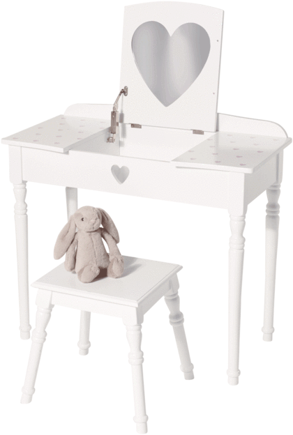 Sweetheart Dressing Table, White/pink Hearts (654x654), Png Download