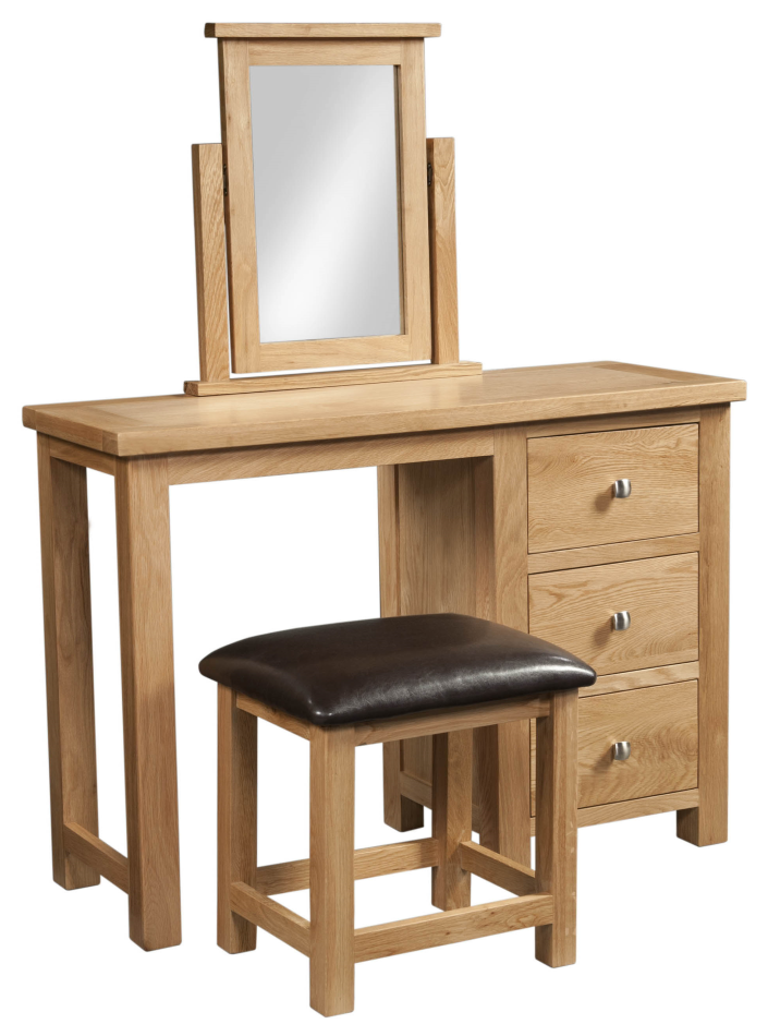 Oxford Oak Dressing Table, Stool & Mirror Castles Furniture - Oak Dressing Tables (938x938), Png Download