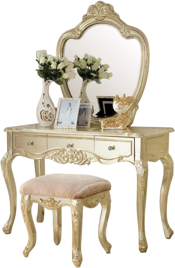 Alluring Gold Vanity Table With French Dressing Table - Dressing Table Designs Png (885x590), Png Download