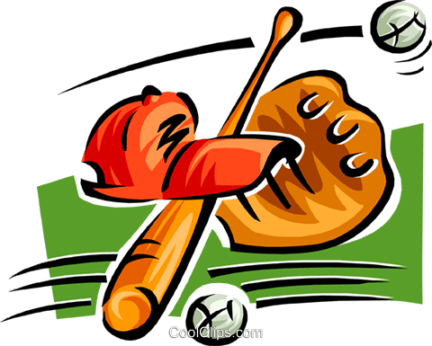 Bat, Ball, Glove And Hat Royalty Free Vector Clip Art - Clip Art (480x385), Png Download