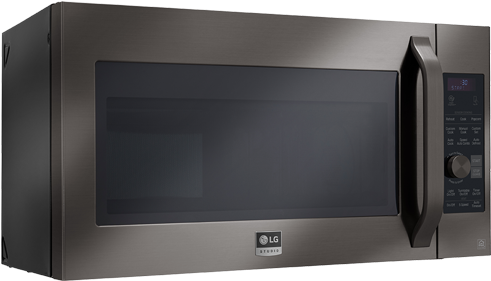 Black Stainless Steel Over The Range Microwave Oven - Lg Studio Lsfxc2496d French Door Refrigerator - 35.7" (500x552), Png Download