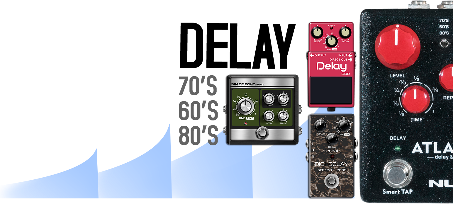 Nux Atlantic Delay Effects 70's - Electric Guitar (1544x800), Png Download