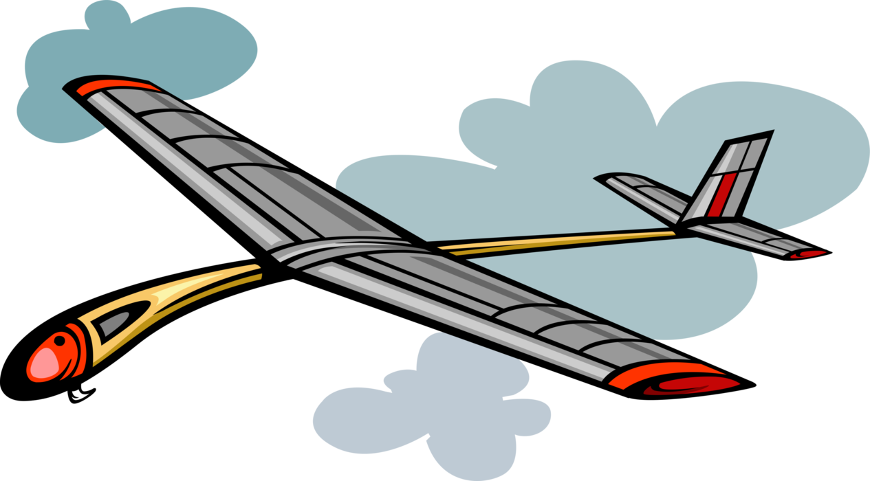Vector Illustration Of Glider Heavier Than Air Aircraft - Aircraft (1265x700), Png Download