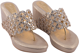 Golden Sparkle Sandal - Slide Sandal (480x300), Png Download