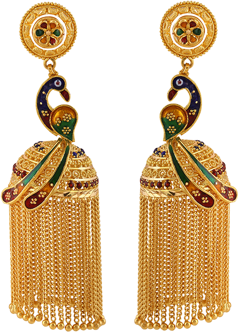 Stylish Pair Of Earrings With Traditional Enameled - Earrings (700x791), Png Download