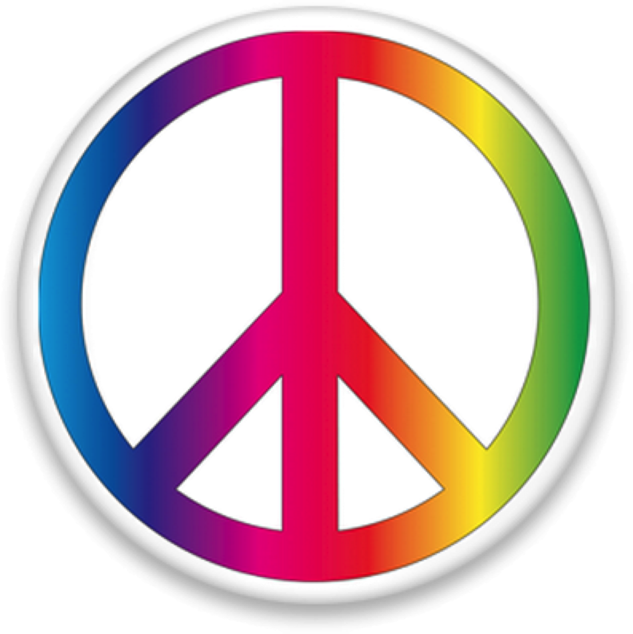 Rainbow Peace Button Image - Rainbow Peace Sign (1270x1272), Png Download