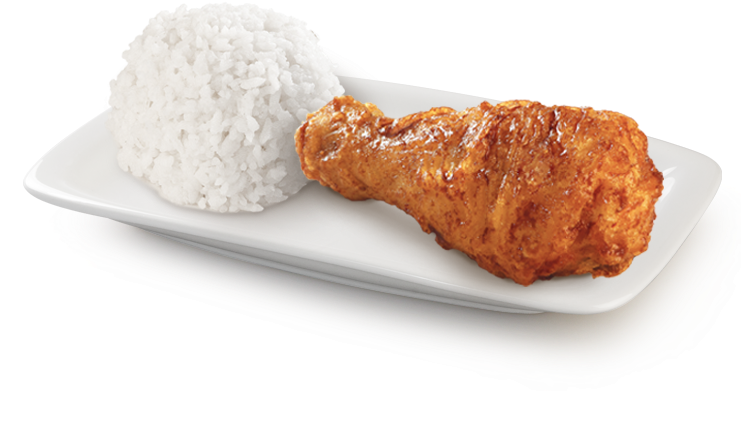 Fried Chicken With Rice Png - 1 Piece Chicken With Rice (740x740), Png Download