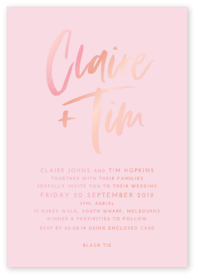 You And Me Foil Invitation - Gold (386x542), Png Download